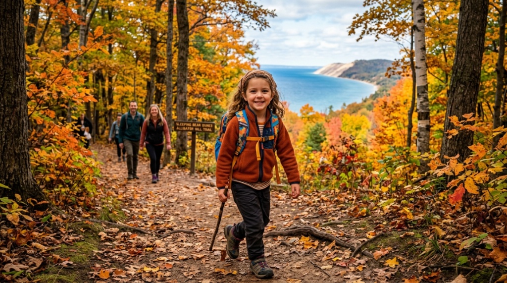 Parent adjusting the straps of a youth hiking backpack outdoors.